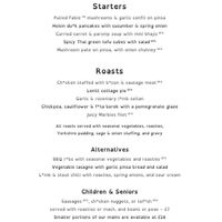 Sunday Roast Menu - February 2026 at The Queen Inn in Cwmbran
