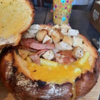 Content of the stuffed sourdough at The Queen Inn in Cwmbran