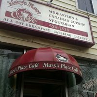 outside at Mary's Place Cafe in Halifax