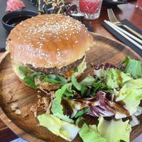Spicy Burger with meaty vegan patty  at Fresh and Hash in Sibenik