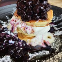 Blueberry compote pancakes   at Throwback Coffee House in Wakefield