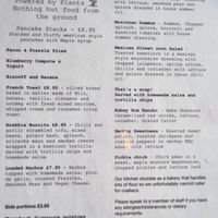 Food menu at Throwback Coffee House in Wakefield