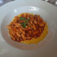 Gnocchetti sardi con pomodoro e crema di peperoni at L'M Ristopizza in San Pantaleo
