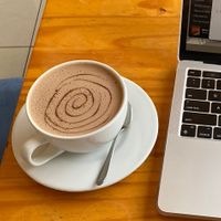 Hot chocolate with coconut milk  at Café Monteverde Coffee Shop in Monteverde