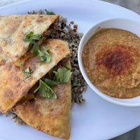 Vegan quesadilla with walnut based cheese   at Beyond Vegan Eats in Los Angeles
