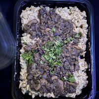 cashew alfredo pasta with oyster mushrooms!!  at Beyond Vegan Eats in Los Angeles