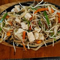 Yakiudon with tofu instead of chicken. I took this after I had started eating, so it isn't as put together as when they brought it out. at Katana Comida Japonesa in Lima