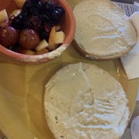 Kids bagel with hummus and fruit  at Colophon Cafe in Bellingham