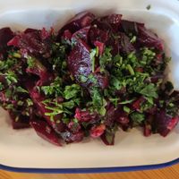 Beat salad at Humus Nechama in Haifa