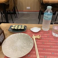 Avocado Roll and Agua - It Was a HOT Day  at La Uramakeria in Barcelona