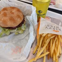 Burger, fries and drink. at MAX - Hovedbanegården in Copenhagen
