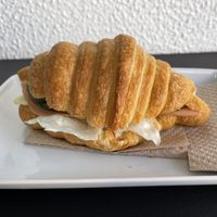 Jamón y queso croissant   at Miga Vegana in Mexico City