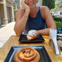 Croissant and pizza roll at Miga Vegana in Mexico City