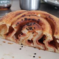 Pizza roll at Miga Vegana in Mexico City