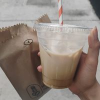 Latte avellana at Miga Vegana in Mexico City