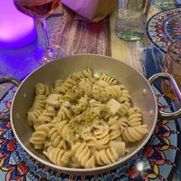 Fusilloni gorgonzola vegano pere e pistacchio  at Osteria Del Pisello in Fano