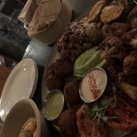 Veggie sampler for 2 with a side of hummus   at Nuba - Gastown in Vancouver