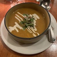 Red lentil soup   at Nuba - Gastown in Vancouver