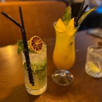 Mocktails - ‘No-jito’ and something fruity with mango.  at Babul's in Barnard Castle
