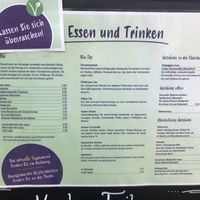 the menu  at Café Florina in Hirschthal