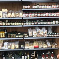 1/3 vegan food shelves at Café Florina in Hirschthal