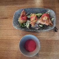 Number 4, Wan Tans with spicy beetroot sauce at Lam Vegan in Hamburg
