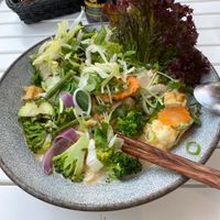 Yummy Curry noodle soup at Lam Vegan in Hamburg