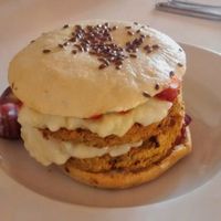 Double cheese burger at Dolce Vegan in Florence