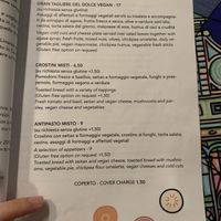 Menu at Dolce Vegan in Florence
