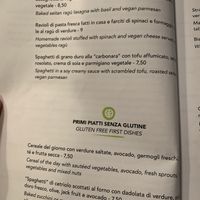 Menu at Dolce Vegan in Florence