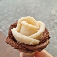 Banana and chocolate at Amorino in Sanary-sur-mer