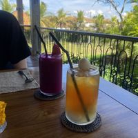 Dragonfruit juice and lychee iced tea   at Pistachio in Ubud