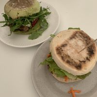 beetroot and chickpea burgers  at Grão Natural in Arcos De Valdevez