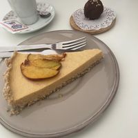 Peach pie  at Grão Natural in Arcos De Valdevez