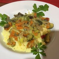 Sautéed vegetables with cuscus at O Branquinho in San Jorge