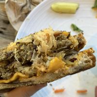 Bad picture but the Reuben slapped    at Pressed Cafe in Boston