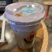Ube banana foster cold brew  at Pressed Cafe in Boston