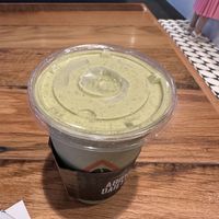 Green monster smoothie w/ vegan protein powder  at Pressed Cafe in Boston