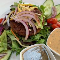 Beyond burger on Aroma Salad  at Cafe Aroma in Idyllwild