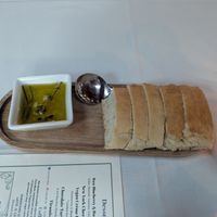 Free bread and olive oil at Cafe Aroma in Idyllwild