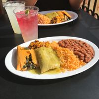 Vegan $9 special! Minty lemonade is to die for. at Casa de Tamales in Fresno