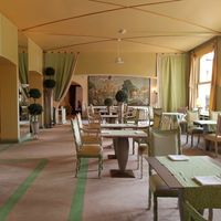Indoor seating at Le Relais by Villa Castagnola in Lugano