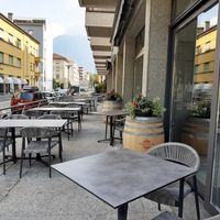 Outdoor seating at Perbacco in Locarno