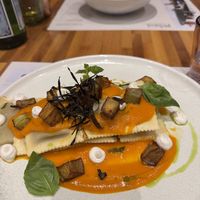 Vegan eggplant raviolii  at Perbacco in Locarno
