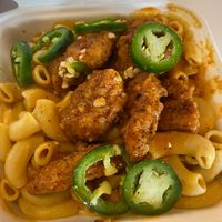 Buffalo Mac and cheese with chicken.  at Project Pollo in Katy
