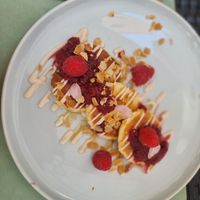 Pancakes (not vegan, can be made vegan but depends on availability of products, so perfect for vegetarians) at Caffè dell'Arte Boutique Rooms in Locarno