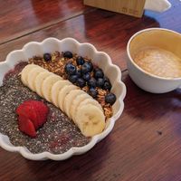 Acai bowl+ latte at Chido Greens in San Francisco