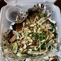 Pad Thai with N O N Vegan Sauce on the side  at Wok and Roll Asian Kitchen in Pine Grove