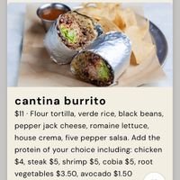 Burrito option that we did not try, would need to be changed to make vegan  at Nectar: Urban Cantina in Nashville