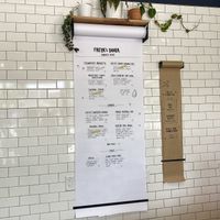 Menu with many items marked off at Freya's Diner in St Petersburg